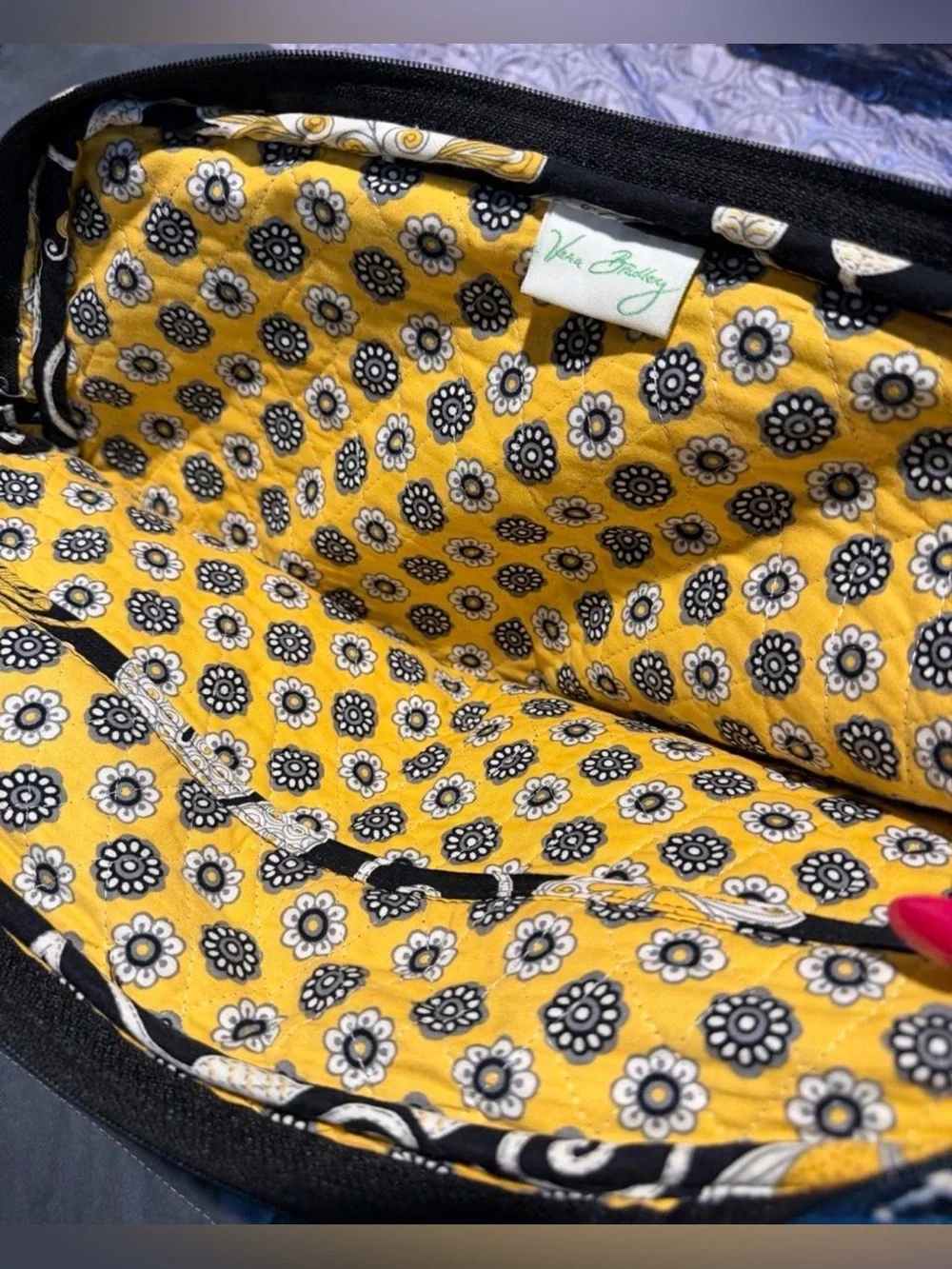 Vera Bradley Black Yellow Floral Quilted laptop case